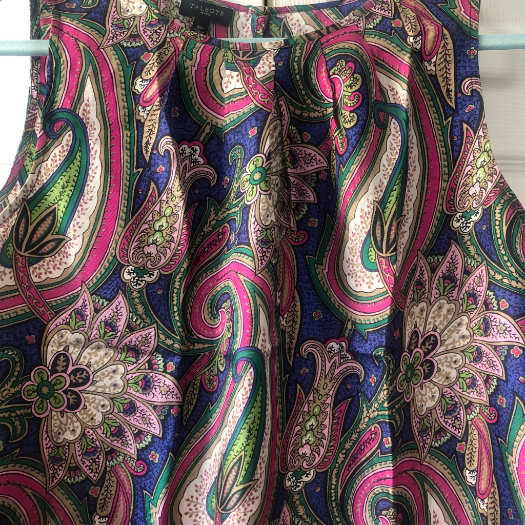 Talbots Paisley Blouse Women M Multicolor Boho Career Top Lightweight Chic Offic